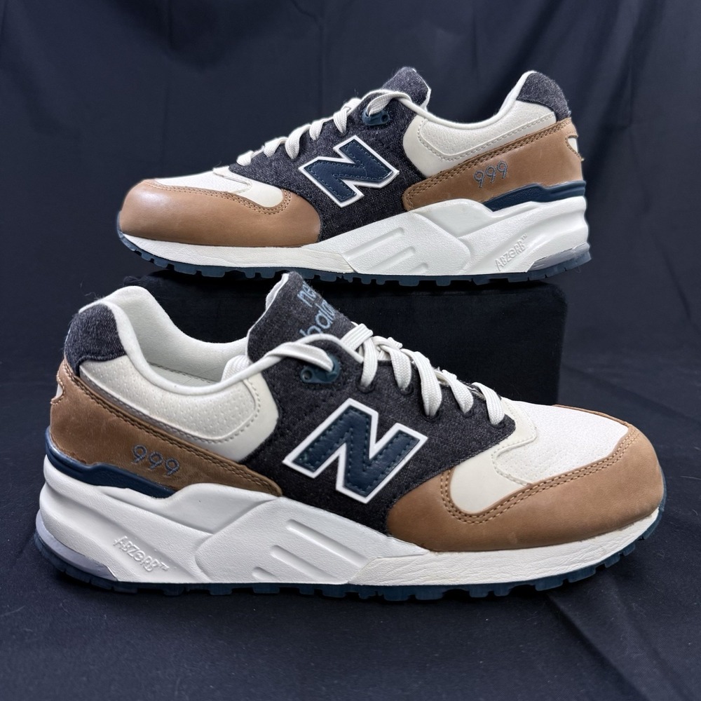 Size 7.5 New Balance 999 Denim Powder Men's Athletic Sneakers ML999NB White Blue
